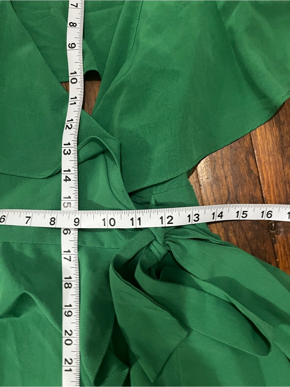 Main Strip Emerald Green Ruffle Wrap Mini Dress - Picture 6 of 10